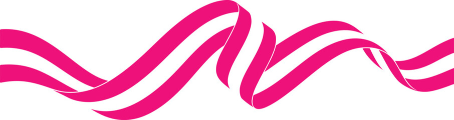 Elegant Waving Hot Pink and White Decorative Satin Ribbon Horizontal Border Vector Element for Celebrations Greetings and Packaging Design © vectorzking