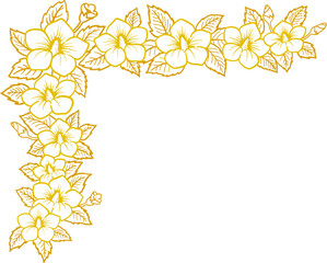 Elegant gold hibiscus floral corner frame design for certificates and invitations © SOMONG-D