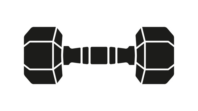 Hexagonal dumbbell with geometric shapes black silhouette