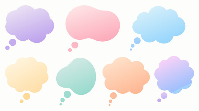 Minimalist blank white thought cloud bubble with soft shadows, flat vector illustration of a dream or thinking icon for comics and UI design, clean speech bubble template for messages or ideas.