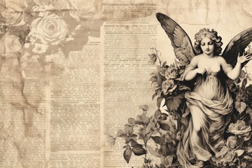 Naklejka premium Angel Border newspaper representation spirituality.