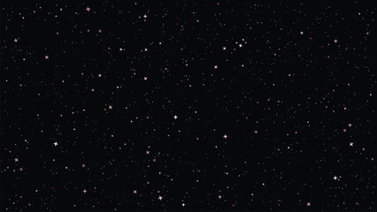 Fototapeta premium Shining Stars on Black Background Seamless Night Sky Pattern with Sparkling Glitter