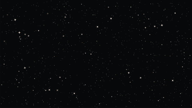 Shining Stars on Black Background Seamless Night Sky Pattern with Sparkling Glitter