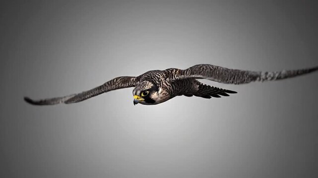 Peregrine falcon performs a dance in computer-generated fur rendering with advanced animation techniques