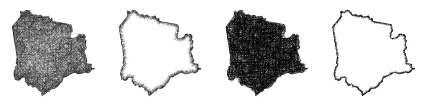 Black and white sketch Knott County (Kentucky) outline map design set