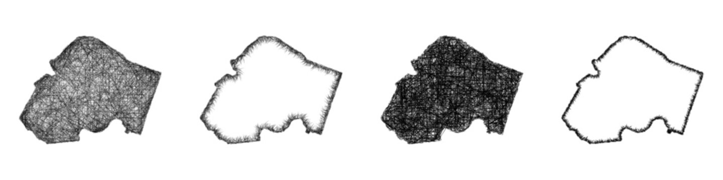 Sketch black and white Lee County (Kentucky) outline map design set