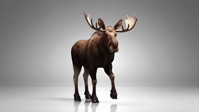 Moose dances with realistic fur texture in a simple indoor setting during a fun animated moment