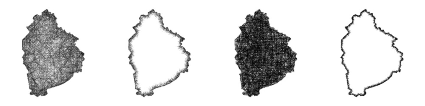 Monochrome sketch Leslie County (Kentucky) outline map design set