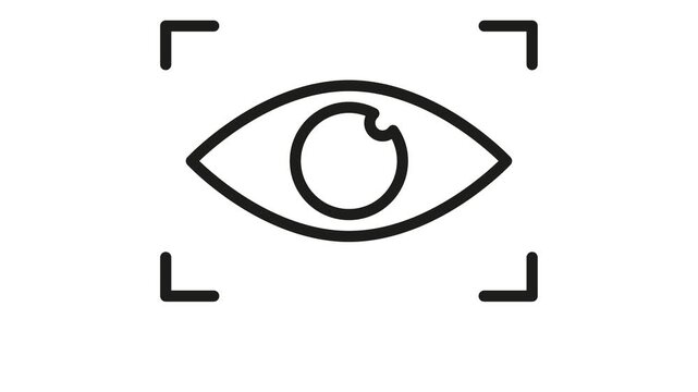Animated camera recording eye icon. It signifies security surveillance. Perfect for tech presentations.