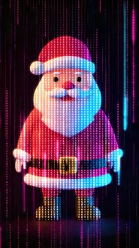 digital pixel santa claus christmas technology animation vertical video