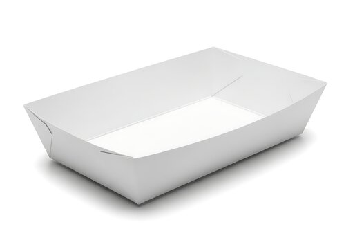Empty white cardboard takeout container with lid