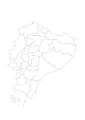 Fototapeta premium Ecuador South America State Map Black Outline Transparent Fill High Quality Vector Transparent Background Graphic Design Asset