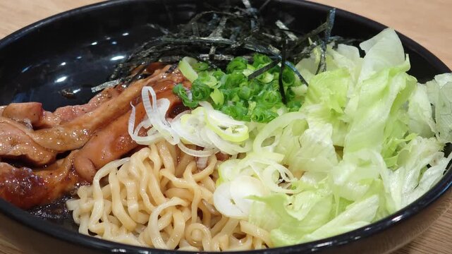 Ramen in a Black Bowl