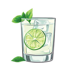 Obraz premium glass of gin with lemon isolated vector illustration