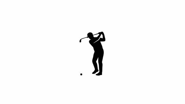 Golf Player Swing Silhouette Vector Illustration Isolated on Transparent Background