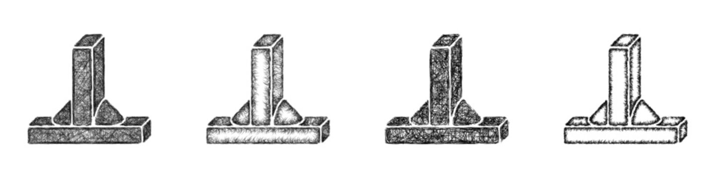 Sketch monochrome welding joint icon design set