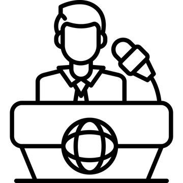 News Anchor Line Icon