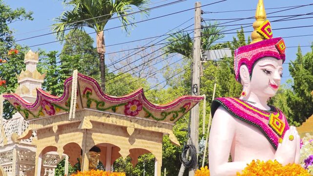 Traditional Thai Floral Pattern Made from Fresh Flowers in Northern Thai Tradition