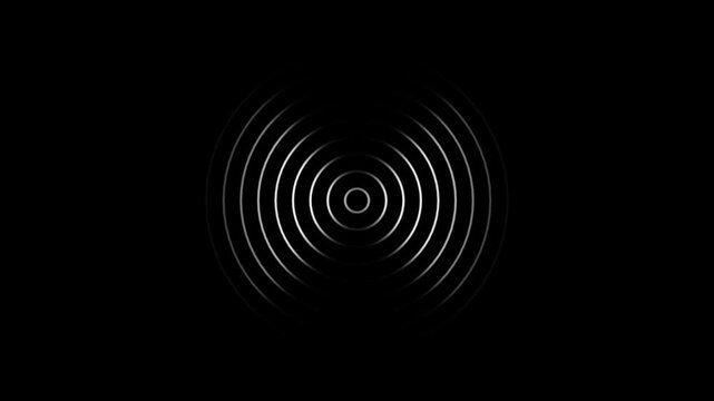 Radio wave looping animation concept on black background. White radio wave looped motion animation.Technology Radio wave station signal.