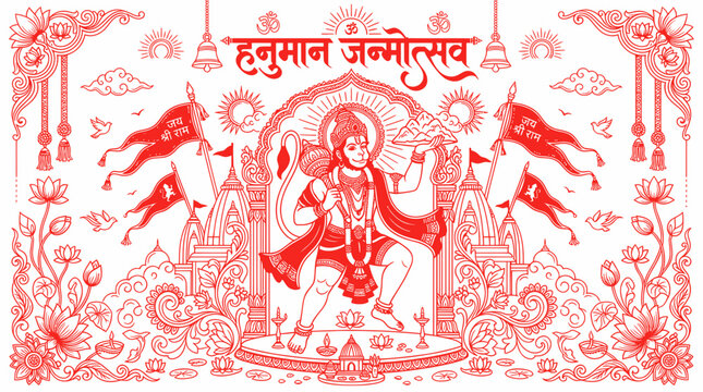 Lord hanuman holding mountain for hanuman janmotsav celebration
