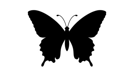 Butterfly Silhouette Against A White Background Minimalist Design © Kobita
