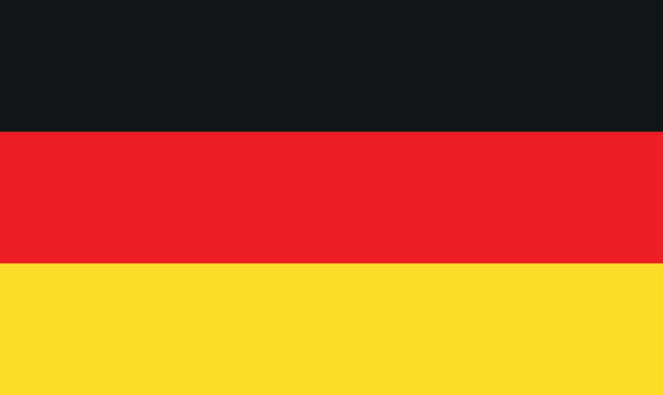 Germany national flag vector illustration. Black, red and gold horizontal tricolor banner isolated on white background. Official national symbol of Germany in flat design.