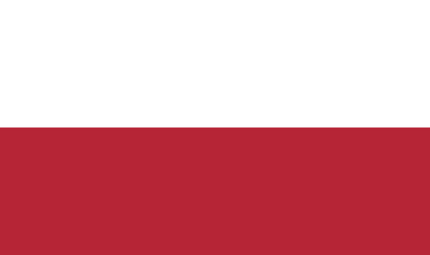 Poland national flag vector illustration. Red and white horizontal bicolor banner isolated on white background. National symbol of Poland in flat design.