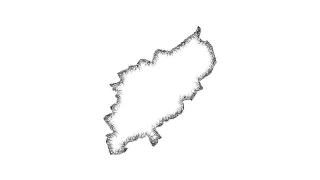 Sketch Northamptonshire outline map animation - smooth progressive reveal