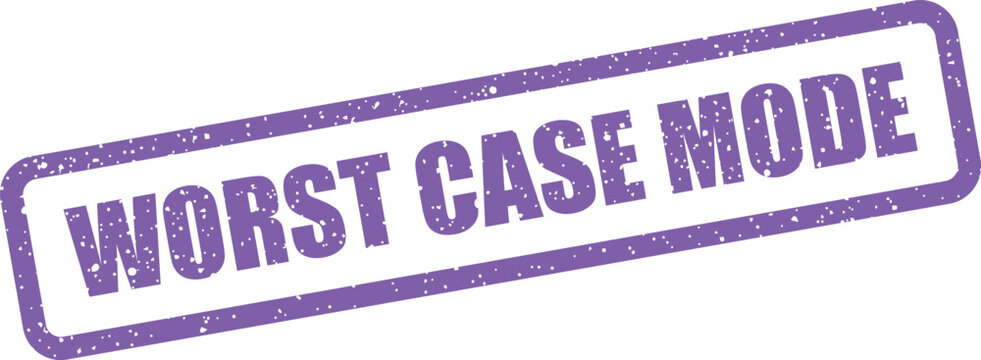 Worst case mode stamp with textured effect in slanted rectangular frame for business document marking