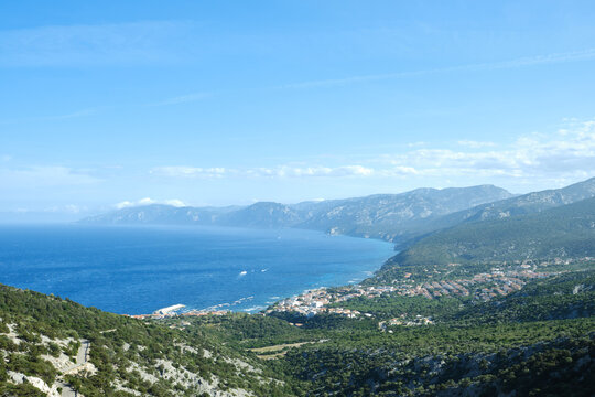 views of the Gulf of Orosei and the village of Cala Gonone