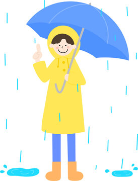 장마철 여름장마 여름 비 우비입은사람 우산