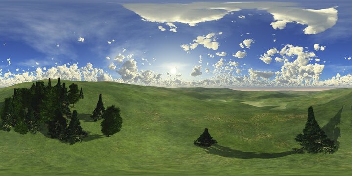 HDRI, environment map , Round panorama, spherical panorama, equidistant projection, panorama 360, Forest and swamp, 3d rendering