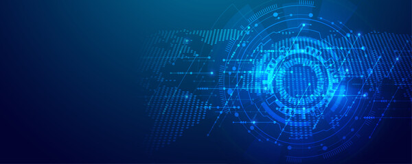 Abstract technology background with global network connections and digital data, futuristic design for internet concept. © Roshikul