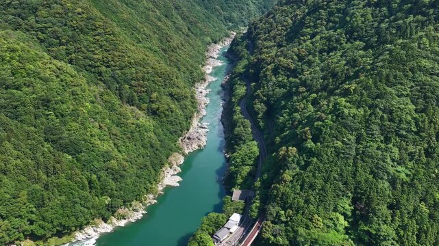 Flying Through Koboke Gorge Along the Yoshino River in Japan