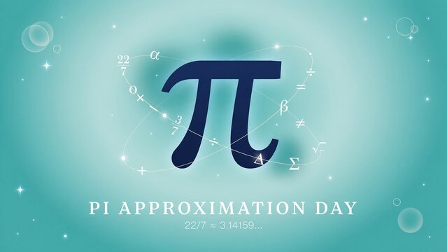 Pi symbol and math equations for pi approximation day