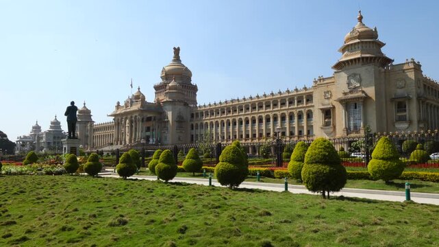 bengaluru, bangalore, karnataka, vidhan soudha, vidhana, soudha, vidhan, india, indian, Indian flag flying high, Indian government office	