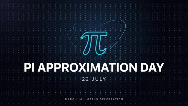 Pi approximation day celebration with math symbol on dark