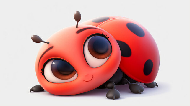 Cute ladybug isolated on white background