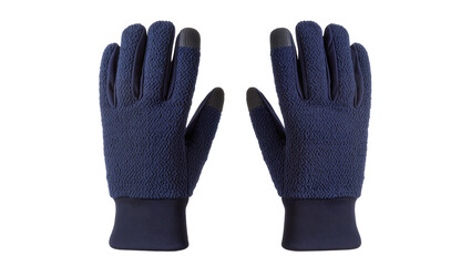 Navy blue fleece gloves with touchscreen fingertips © Laura