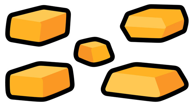 Golden bars are stacked irregularly shaped.