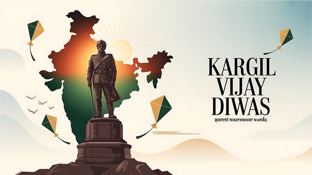 Kargil vijay diwas soldier statue with kites
