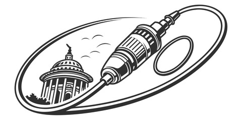 Engineering cable device with architectural dome engineering architecture technology connection industry building mechanical infrastructure © Mamun