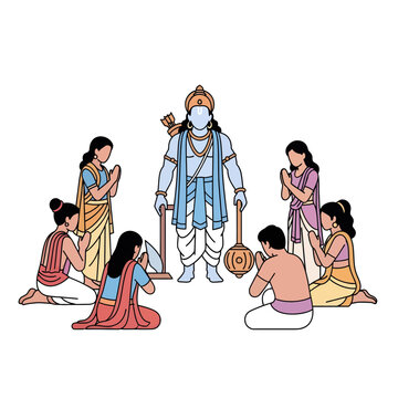 Balarama Jayanti Celebration Scene with Devotees and Balarama