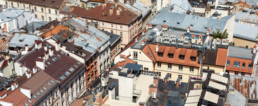 Historic Rooftops In The Center Of Lviv Ukraine