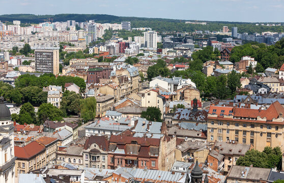 Panoramic View Of Historical Lviv City Center