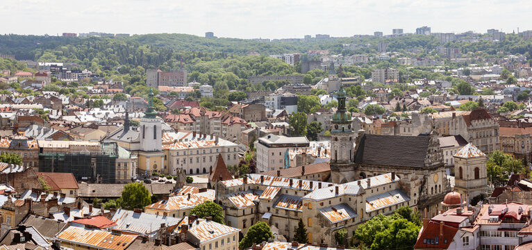 Panoramic View Of Historical Lviv City Center