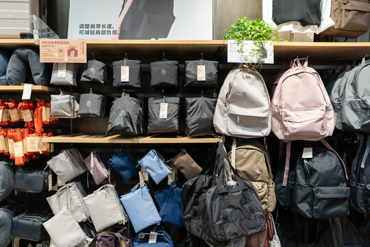 Bags displayed inside Muji store at iN City Park
