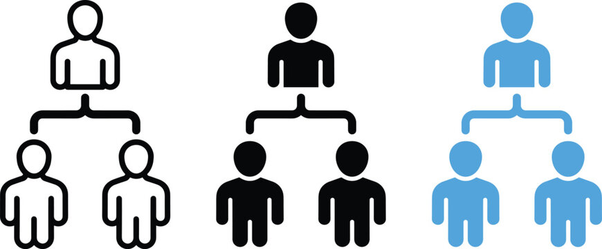 Organizational Structure Hierarchy Team Management Business People Icons Vector Illustration