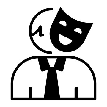 Two faced politician wearing a mask to hide corruption and deception.
