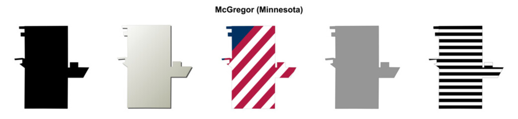 Fototapeta premium McGregor (Minnesota) blank outline map set